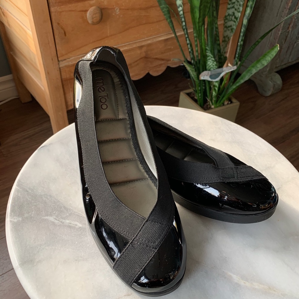 Me Too black patent leather flats
